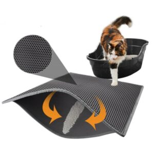 Tapis de litière nid d'abeille pour chat — récupère les grains, imperméable